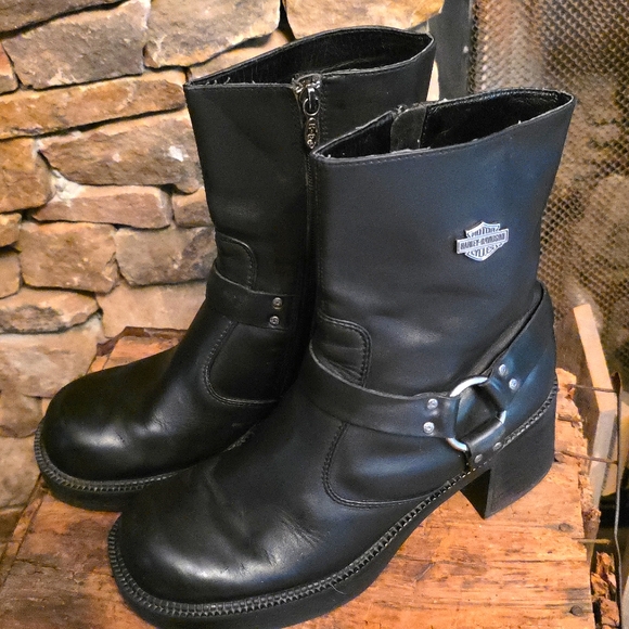 Harley-Davidson Shoes - Harley-Davidson Black Combat Moto Boots with Harness Detail